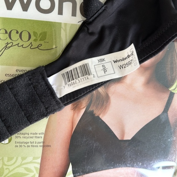 WonderBra Eco Pure black bra wireless bra everyday essential tshirt bra NWT - Picture 4 of 5